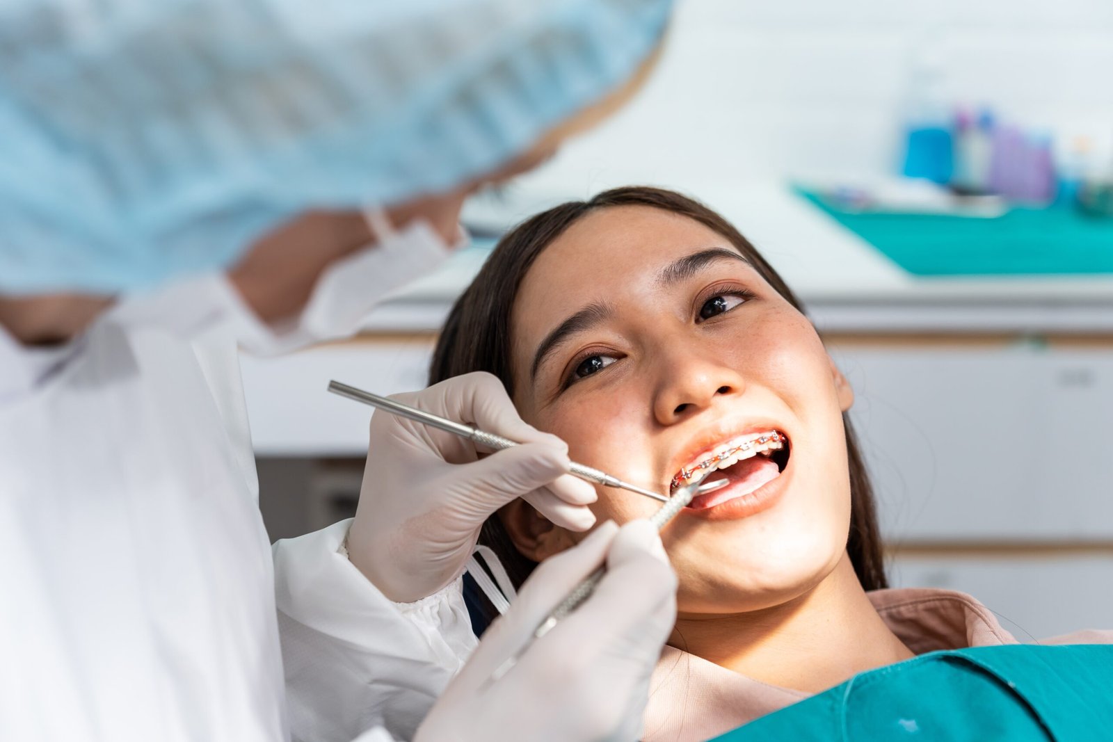 A patient receiving a professional orthodontic assessment for braces at our Underwood dental clinic.